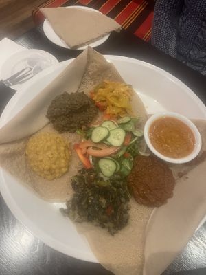 Vegetarian platter for two  at Abyssinia Ethiopian Restaurant in Toronto