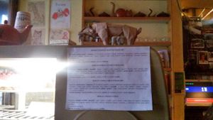 paper with cake ingredients at Cajarna Stari Most in Novo Mesto