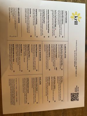 Menu   at Krill in Durham