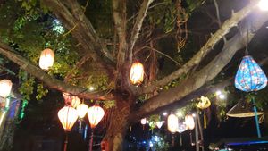 A beautiful tree near the outside seating at Phan Gia Riverside Restaurant in Hoi An
