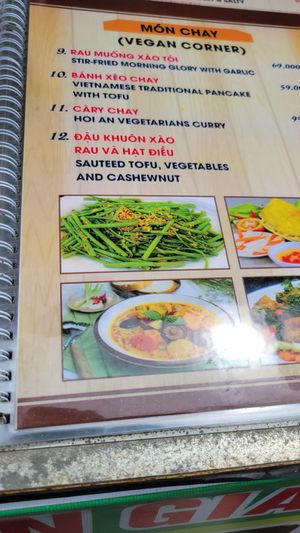 The menu at Phan Gia Riverside Restaurant in Hoi An