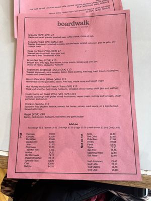 Menu as of July 2025  at Boardwalk Social in Bangor