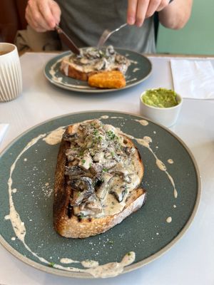 Mushroom on toast. Hash brown and guac were extras.  at Boardwalk Social in Bangor