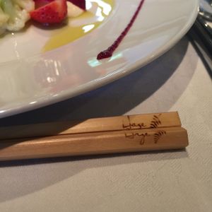 Haze house-style chopsticks~ :-) at HAZE in Fukuoka
