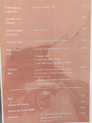 Menu at Koinonia Albertgasse in Vienna