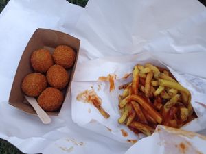 Balls, ketchup fries at Fries and More  in Brussels