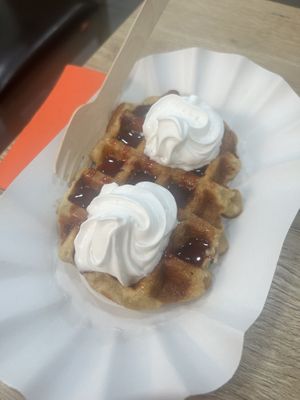 Strawberry and cream waffle   at Fries and More  in Brussels