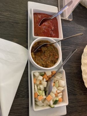 Chutney tray  at Spice Valley in Horwich