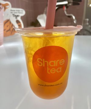 Peach Green Tea with Mango Popping Pearls   at Sharetea  in Pakenham