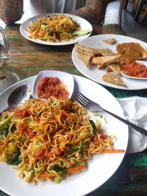 Mie goreng was good! Fried tempeh with sambal and peanut sauce was decent. at Little Bird in Sanur