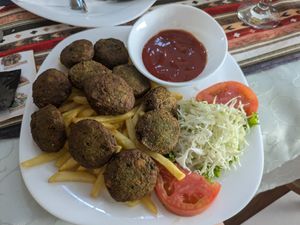 Falafels made from peas at Restoran Kaldrma in Mostar