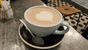 Hot cocoa with oat milk at Exmouth Coffee Company in East London