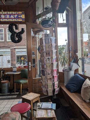 Funny postcards at Koffie & Zo in Delft