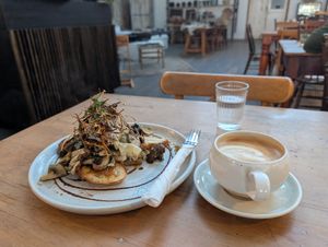 Mushrooms on sourdough at The Coterie in Korumburra