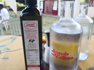 Olio di loro produzione at Locanda della Fattora in Pian Dei Mucini