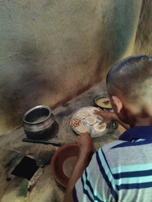 Coconut rotti on the fire at Organic Cooking Class in Sigiriya