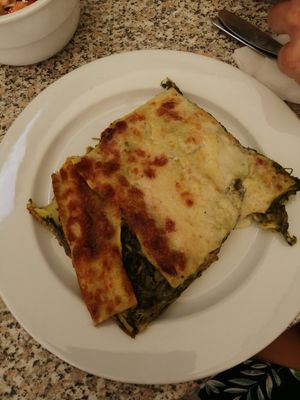 A big slice of lasagna at Lucky's Vege Bistro in Trebic