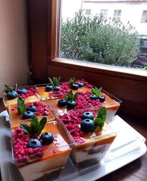 Dezerts with caramel (vegan, glutenfree) at Lucky's Vege Bistro in Trebic