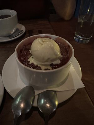 Rhubarb pie and ice cream  at Runner & Stone in Brooklyn