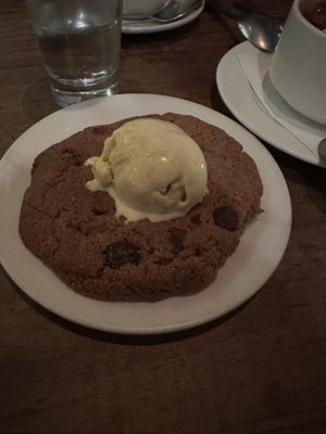 Chocolate chip cookie and ice cream  at Runner & Stone in Brooklyn