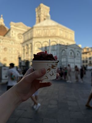 Chocolate and strawberry ice cream tub combo   at Amorino - Firenze Cerretani in Florence