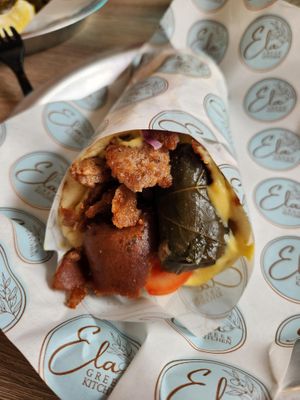 dolmades wrap at Ela Greek Kitchen in Jersey City