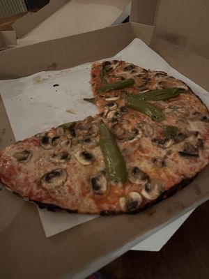 Mushroom, vegan cheese, stinger peppers and hot oil   at Colony Grill  in Fairfield