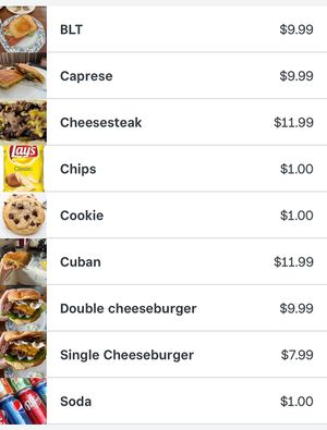 Menu at Shuli's Sandwiches in Oakland