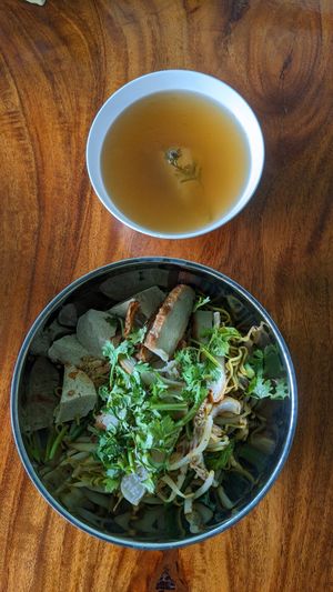 Dry noodles at J Chill Chill Vegetarian Restaurant in Nong Khai