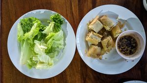 Spring rolls at J Chill Chill Vegetarian Restaurant in Nong Khai