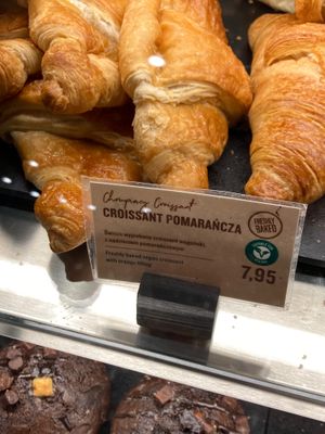 Vegan croissant (labeled “suitable for vegans”) at Starbucks - Warsaw Central Station in Warsaw