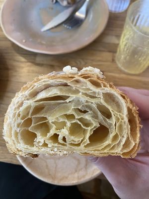 Almond croissant  at Bean's Café in East London