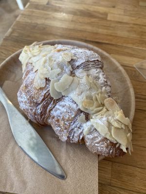 Almond croissant  at Bean's Café in East London