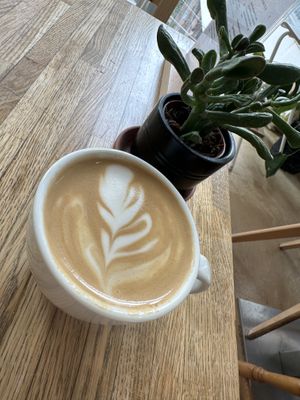 Oats flat white  at Bean's Café in East London