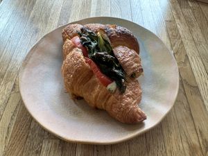 Stuffed croissant of the day  at Bean's Café in East London