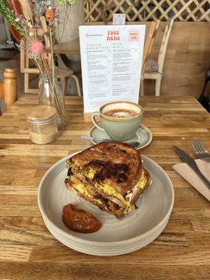 The terrific grilled breakfast toastie 🥰  at Bean's Café in East London