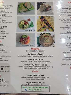 Food menu at The Fresh Squeeze in Dania Beach