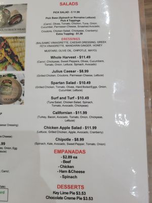 Food menu at The Fresh Squeeze in Dania Beach