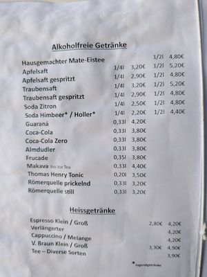 Menu at Tupi im Goatn in Vienna