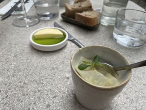 Celeriac amuse & bread, butter and herb oil  at BIKKE in Maastricht