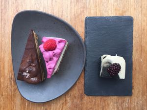 3 different raw cakes  at Raawka in Vaasa