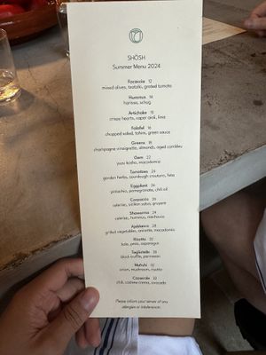 Menu  at SHŌSH in New York City