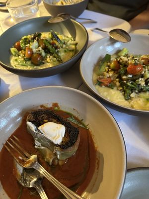 Eggplant (bottom), Risotto (top)  at SHŌSH in New York City