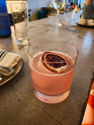 The Princess Treatment: Vodka, Elderflower, Pamplemouse, triple sec, rhubarb bitters at SHŌSH in New York City