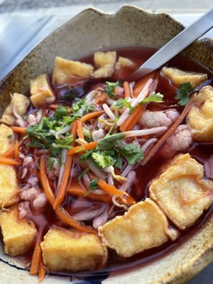 Rice noodle soup with veggie brothh  at Bödhi in Leipzig