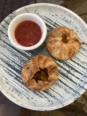 Pumpkin Samsas  at Chinor Terrace Mangal in Bukhara