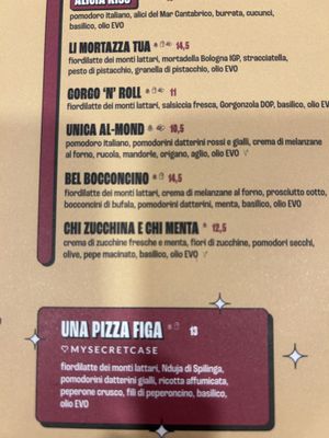 ‘Unica Al-mand’ e ‘Chi zucchina e chi menta’ the two vegan pizza in the menu  at Fra Diavolo - Milano Bicocca Village in Milan