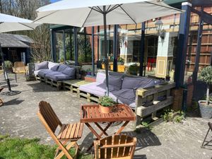 in back yard at Hoeve Veganza B&B in Vlagtwedde