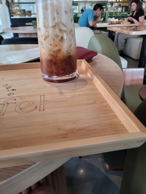 Cute little serving trays. at Just Falafel Vegan Cafe in Houston