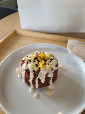 Absolutely delicious dessert! at Just Falafel Vegan Cafe in Houston